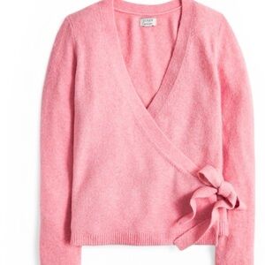 J.Crew Factory Pink Wrap Sweater Size L Soft Knit V Neck